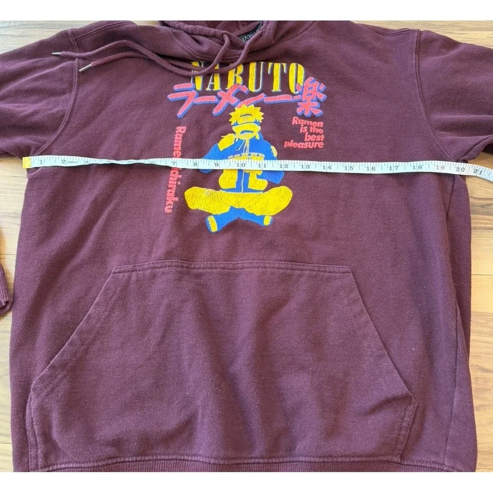 Naruto Hoodie Mens S Maroon Anime Graphic Ramen Ichiraku Pullover